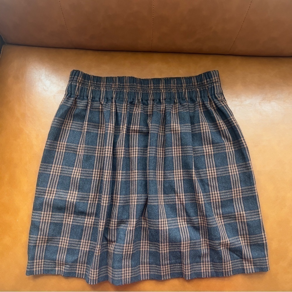 Madewell Plaid Double-Breasted Mini Skirt Sz XXS Navy Brown - Picture 4 of 9
